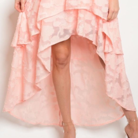 HPπ LAST ONE! Peach tier hi-low plunge neck dress - Picture 5 of 8